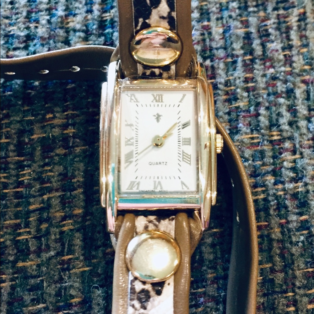 Snake print wrist wrap-around watch